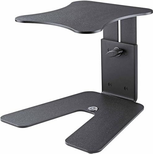 K&M 26774 Monitor tafelstatief zwart, staal - traploos in hoogte verstelbare plank met innovatief design