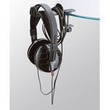 K&M 16090 Hoofdtelefoonhouder zwart staal - met rubberen houder voor 2 over-ear helmen - voor buismontage