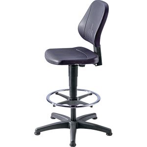 Werkstoel 9651, integraalschuim, glijders, voetenring, zwart
