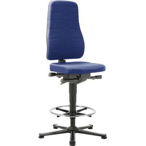 bimos Werkdraaistoel All-in-One, met voetdoppen en voetring, textielbekleding, blauw