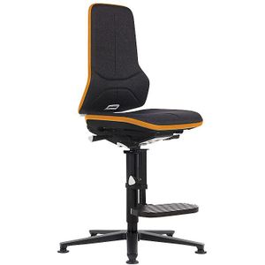 bimos NEON werkdraaistoel ESD, voetdoppen, opstaphulp, synchroon-mechanisme, textiel, flexband oranje