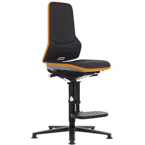 bimos NEON werkdraaistoel, voetdoppen, opstaphulp, synchroon-mechanisme, textiel, flexband oranje