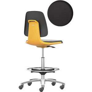 bimos Werkdraaistoel LABSIT, hoge stoel met lastafhankelijk geremde wielen en voetring, zitting van PU-schuim, oranje