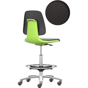 bimos Werkdraaistoel LABSIT, hoge stoel met lastafhankelijk geremde wielen en voetring, zitting met kunstleerbekleding, groen