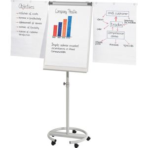 Franken F2400/N flipchart mobiel (neutrale uitvoering, magnetisch beschrijfbaar tafel) 105 x 68 cm Single lichtgrijs