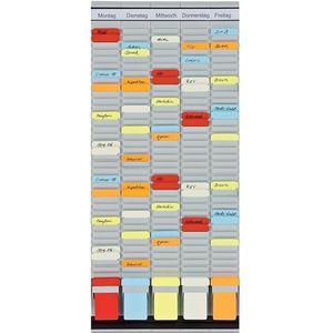 FRANKEN T-Kartentafel 5-Tage Wochenplaner, 31,5 x 78 cm, 5 Träger, 35 Schlitze, PV-SET2