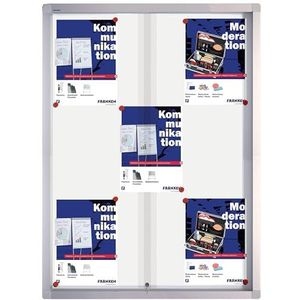 Franken SK6109 schuifglasvitrine schrijfbord magnetisch (9 DIN A4-vellen, 99 x 73 x 4,6 cm) gelakt