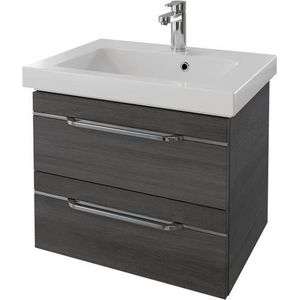 Saphir Wastafelonderkast Serie Balto Mineralmarmor-Waschtisch mit Unterschrank, 64,4 cm breit optioneel met led, 64,4 cm met mineraal-marmeren wastafel en 2 lades (2-delig)