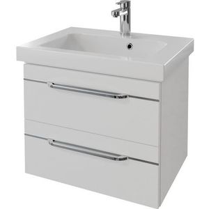 Saphir Wastafelonderkast Serie Balto Mineralmarmor-Waschtisch mit Unterschrank, 64,4 cm breit optioneel met led, 64,4 cm met mineraal-marmeren wastafel en 2 lades (2-delig)