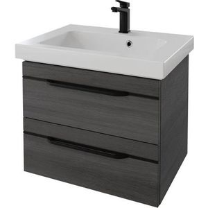 Saphir Wastafelonderkast Serie Balto Mineralmarmor-Waschtisch mit Unterschrank, 64,4 cm breit optioneel met led, 64,4 cm met mineraal-marmeren wastafel en 2 lades (2-delig)