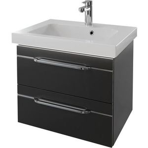 Saphir Wastafelonderkast Serie Balto Mineralmarmor-Waschtisch mit Unterschrank, 64,4 cm breit optioneel met led, 64,4 cm met mineraal-marmeren wastafel en 2 lades (2-delig)