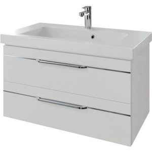 Saphir Wastafelonderkast Serie Balto Mineralmarmor-Waschtisch mit Unterschrank, 92 cm breit 92 cm met mineraal-marmeren wastafel en 2 lades (2-delig)