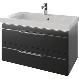 Saphir Wastafelonderkast Serie Balto Mineralmarmor-Waschtisch mit Unterschrank, 92 cm breit 92 cm met mineraal-marmeren wastafel en 2 lades (2-delig)