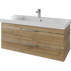 Saphir Wastafelonderkast Serie Balto Mineralmarmor-Waschtisch mit Unterschrank, 123 cm breit 123 cm met mineraal-marmeren wastafel en 2 lades (2-delig)