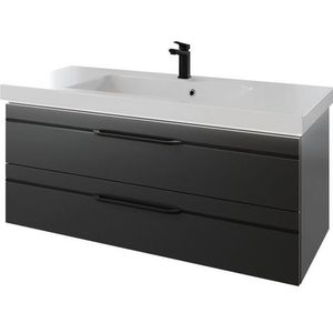 Saphir Wastafelonderkast Serie Balto Mineralmarmor-Waschtisch mit Unterschrank, 123 cm breit 123 cm met mineraal-marmeren wastafel en 2 lades (2-delig)