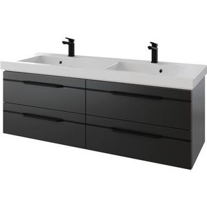 Saphir Wastafelonderkast Serie Balto Mineralmarmor-Waschtisch mit Unterschrank, 147,8 cm breit 147,8 cm met mineraal-marmeren wastafel en 4 lades (2-delig)