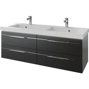 Saphir Wastafelonderkast Serie Balto Mineralmarmor-Waschtisch mit Unterschrank, 147,8 cm breit 147,8 cm met mineraal-marmeren wastafel en 4 lades (2-delig)