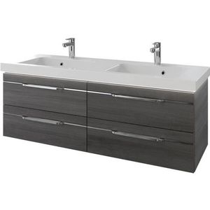 Saphir Wastafelonderkast Serie Balto Mineralmarmor-Waschtisch mit Unterschrank, 147,8 cm breit 147,8 cm met mineraal-marmeren wastafel en 4 lades (2-delig)