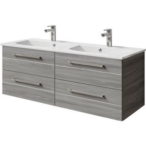 Saphir Wastafelonderkast Serie 6025 Mineralmarmor-Waschtisch mit Unterschrank, 132 cm breit (2-delig)