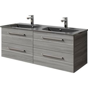 Saphir Wastafelonderkast Serie 6025 Mineralmarmor-Waschtisch mit Unterschrank, 132 cm breit (2-delig)