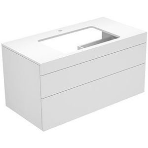 Keuco Editie 400 Vanity unit 31572, met kraangatboring, 1050 x 546 x 535 mm, Lichaam/Voorzijde: Wit hoogglans lak/truffelglas glans