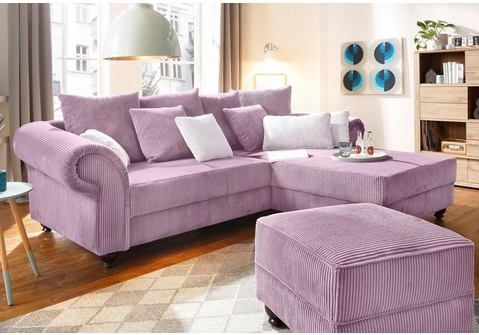 Home affaire Ecksofa "King George King Henry, L-Form", mit Federkern, in legerer Polsterung und vielen Kissen