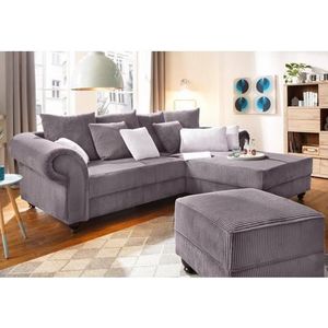 Home affaire Ecksofa »King George King Henry, L-Form«, mit Federkern, in legerer Polsterung und vielen Kissen