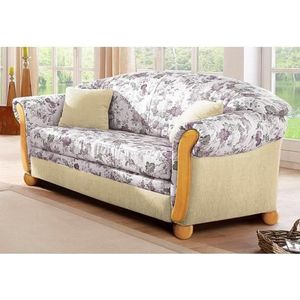Tweezitsbank - Crème - Lila Gebloemd - 174 cm Breedte