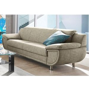 TRENDMANUFAKTUR 3-Sitzer Rondo, Breite 207 cm, breite Armlehnen, Füße chromfarben, Big-Sofa wahlweise mit Federkern, in verschiedenen Bezügen bestellbar