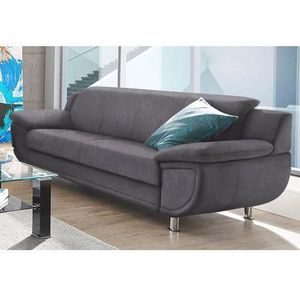 TRENDMANUFAKTUR 3-Sitzer »Rondo, Breite 207 cm, breite Armlehnen, Füße chromfarben«, Big-Sofa wahlweise mit Federkern, in verschiedenen Bezügen bestellbar