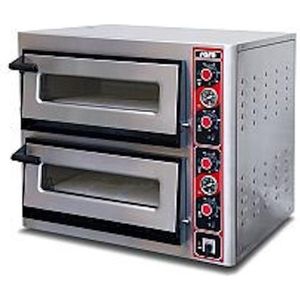 Saro Pizza oven, 2 x 4 pizza's van ø 30 cm, boven en onderwarmte apart regelbaar, 2 jaar garantie, professioneel Model FABIO 2620