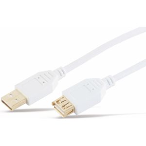 USB naar USB verlengkabel - USB2.0 - tot 2A / wit - 1 meter