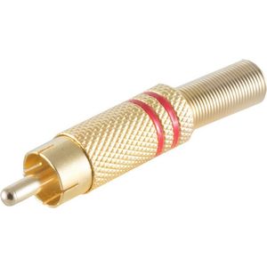 Tulp (m) audio/video connector - tot 6mm - verguld - metaal / rood