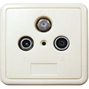 Satelliet - Doorvoerdoos R/TV/SAT - Ivoor - 10 dB - Met Opbouwrand en Afdekplaat