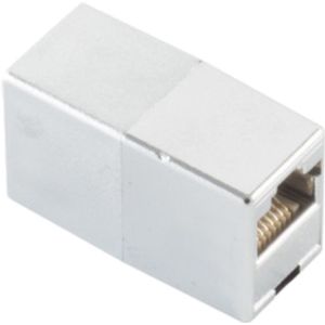 RJ45 Netwerkkabel Koppelstuk - RJ45 (v) - RJ45 (v) - UTP - 8P8C - Crossover - Metaal - Zilver