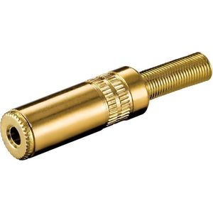 Soldeerbare 3,5mm Stereo Jack Connector (v) - Met Grommet - Metaal - Verguld - Goud