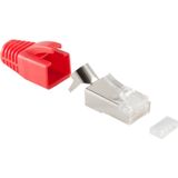 RJ45 krimp connector (STP) voor CAT6/6a/7/7a netwerkkabel (vast/flexibel) - per stuk (3-delig) / rood