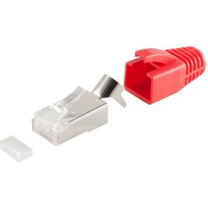 RJ45 krimp connector (STP) voor CAT6/6a/7/7a netwerkkabel (vast/flexibel) - per stuk (3-delig) / rood