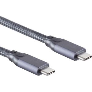 No-Name USB-C (ST-ST) 2m Anschlusskabel grijs