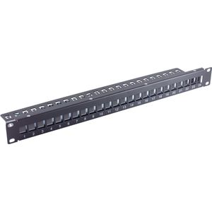 19 inch Patch Panel 1U voor 24 Keystone modules met kabelgeleiding - compact / zwart