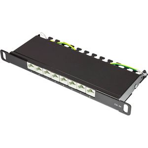 CAT6a Gigabit 10'' Patch Panel 0,5U met 8 poorten - afgeschermd / zwart