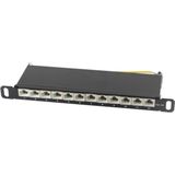 CAT6a Gigabit 10'' Patch Panel 0,5U met 12 poorten - afgeschermd / zwart