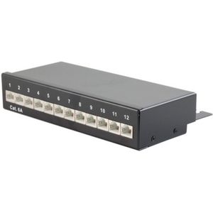 CAT - Gigabit Desktop Patch Panel - Zwart - 12 Poorten - Afgeschermd