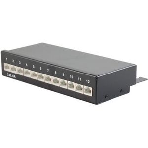 CAT6a Gigabit Desktop Patch Panel 1U met 12 poorten - afgeschermd / zwart