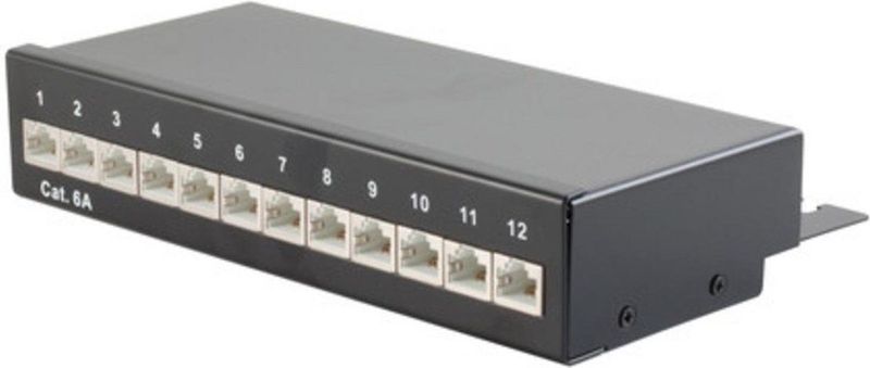 CAT - Gigabit Desktop Patch Panel - Zwart - 12 Poorten - Afgeschermd