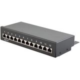 CAT6 - Gigabit Desktop Patch Panel - 1U - 12 Poorten - Afgeschermd - Zwart