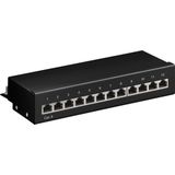CAT6 - Gigabit Desktop Patch Panel - 1U - 12 Poorten - Afgeschermd - Zwart