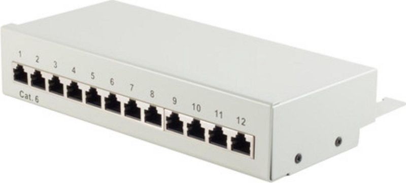 CAT - Gigabit Desktop Patch Panel - Grijs - 1U - 12 Poorten - Afgeschermd
