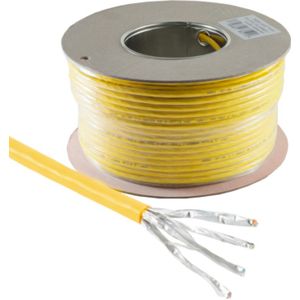S/FTP CAT7A+ 10 Gigabit Netwerkkabel - CU - 22AWG - LSZH - Stug - 100 meter - Geel