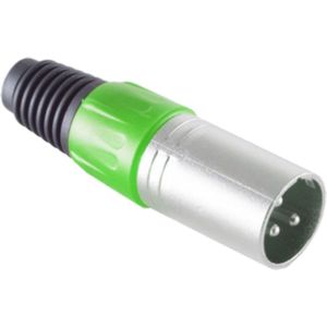 XLR 3-pins (m) connector met plastic trekontlasting - grijs/groen